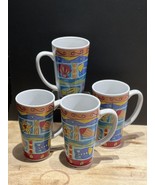 Set Of 4 New Calypso Signature Stoneware Fish-Beach Colorful Coffee/Tea ... - $23.03