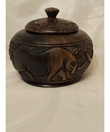 Vintage African Hand Carved Ebony Wood Bowl - $445.14 MXN