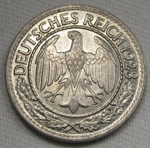 1928-A Germany 50 Reichspfennig CH AU Coin Lustrous! AE440 - £12.31 GBP