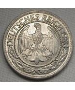1928-A Germany 50 Reichspfennig CH AU Coin Lustrous! AE440 - £12.14 GBP