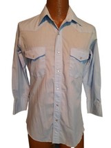 Rustler Mens Western Shirt Long Sleeves Pearl Snap Size Small X Long Tails Blue - £11.11 GBP
