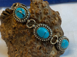 Sterling Silver Sterling Creations Turquoise Bracelet 24.32 Fine Jewelry 7.5&quot; - £47.58 GBP