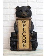 Rustic Forest Mama And Cubs Black Bears Family Welcome Sign Wall Decor P... - $66.97 CAD