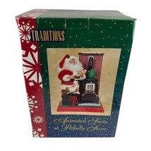 Vintage Traditions Santa Pot Belly Stove Animated Illuminated Musical Christmas - £82.21 GBP