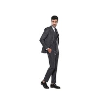 Men 3pc European Vested Suit WESSI  J.VALINTIN Extra Slim Fit JV15 Charcoal Gray image 4