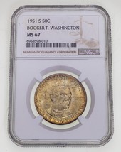 1951-S 50C Booker T.Washington Commémoratif Demi Dollar NGC MS-67 - $708.32