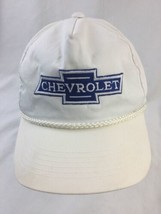 Vintage 1980s Genuine Chevrolet Snapback Cap White Hat YoungAn Baseball Hat Wear - £15.91 GBP