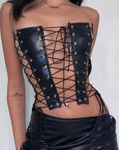 Tube Top Hollow Out Black Crop Top Sling Corset Woman Top Sexy Gothic - £27.09 GBP