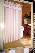 Caribbean Joe COASTAL Fabric Shower Curtain Stripe Nautical Seashell Border NEW - £16.78 GBP