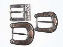 3 Vintage Mexican Sterling silver/gold belt buckles - £99.52 GBP