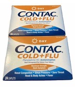 Contac Cold + Flu Acetaminophen Pain Reliever Fever Reducer Day Caplets 48 Total - £17.71 GBP