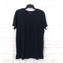 Woman Within Top Womens Medium 14/16 Black Waffle Knit Short Sleeve Tee Stretch - £14.38 GBP