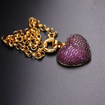 Luxury big Heart Pendants Charm Bracelets colorful Cubic Zirconia Link Chain Ban - £25.27 GBP