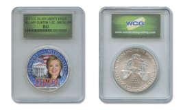 Hillary Clinton White House Pure 1oz Silver American Eagle In Sealed Slab - $84.11