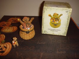 Longaberger Boyds Bears Trinket Box Fall Pumpkin Basket Hinged Box - £41.46 GBP