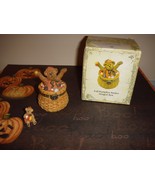 Longaberger Boyds Bears Trinket Box Fall Pumpkin Basket Hinged Box - $73.01 CAD