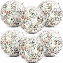 6 Pieces Inflatable Glitter Beach Ball Confetti Beach Balls Transparent ... - $25.99