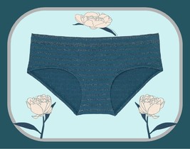 XXL Midnight Teal Blue SHIMMER Stripe Seamless Victorias Secret Hiphugger Panty - £9.83 GBP