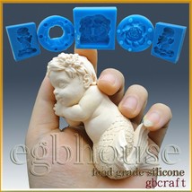 3D Silicone sugar/fondant/chocolate/soap Mold-Lifelike/Newborn Baby Mermaid - £51.62 GBP