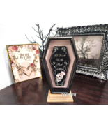 Halloween Pink Skull Coffin Roses Wood Sign Prop Tabletop Decor 9.5&quot; - £26.36 GBP