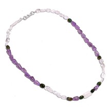 Natural Amethyst Crystal Gemstone Mix Shape Smooth Beads Necklace 17&quot; UB-6748 - £8.67 GBP