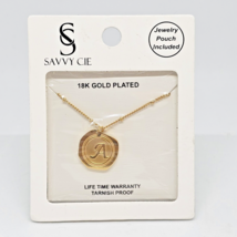 Savvy Cie 18K Gold Plated Initial Coin Necklace Letter &quot;A” - £18.17 GBP