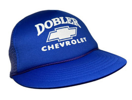 Vintage Dobler Chevrolet Hat Cap Snap Back Blue Mesh Trucker Chevy Logo KC Caps - £11.60 GBP