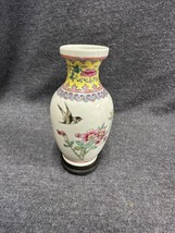Vintage Pair of Miniature Signed Chinese vases Famille Rose 4.5 inches Q... - £34.88 GBP