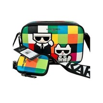 Karl Lagerfeld Paris Colorful Check NWT Maybelle Duo Camera Crossbody Bag Purse - £76.26 GBP