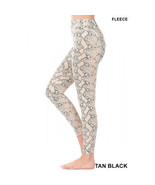 Snake Print Leggings   Fleece Leggings Yoga Pants Warm Stretchy Tan Black - £13.92 GBP+