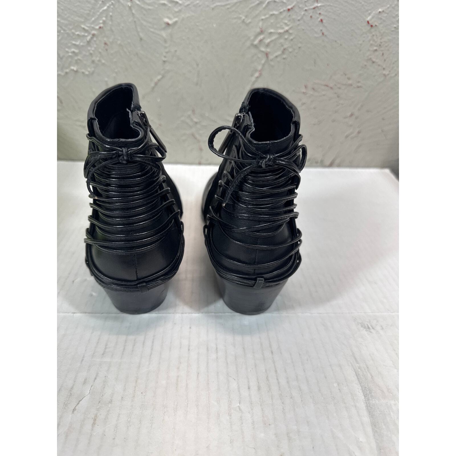Sam Edelman Princeton Womens Black Leather Laced Back Ankle Boots Booties 7.5M Item image 5