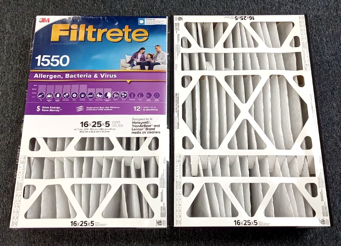2 PACK - 3M Filtrete 16"x25"x5" (Merv 12) Deep Pleat Air Filter (NDP01-5IN-2) - £39.37 GBP