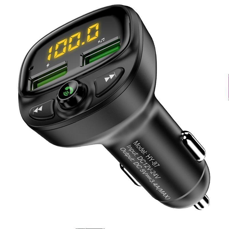 3.4a fast black car charger fm transmitter bluetooth dual usb mobile car phone c