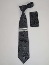 Men&#39;s Stacy Adams Tie and Hankie Set Woven Design #Stacy79 Black Silver - $29.99