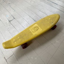 Vintage 1970s Roller Derby 77 K Yellow 23.5&quot; Plastic Skateboard Urethane Wheels - £26.96 GBP