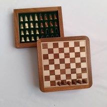 Sheesham Wood/Rosewood Magnetic Chess Board and Storage Set 13x13cm Travel Game - £55.21 GBP