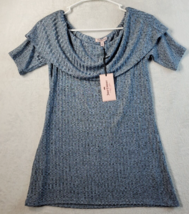 Juicy Couture Blouse Top Womens Size Small Gray Polyester Short Sleeve Cowl Neck - £14.39 GBP