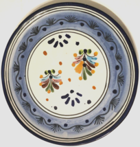 Vintage Art. Liceagui Sin Plomo Mexico Floral Cobalt Blue Pottery Plate 11.5&quot; - £15.39 GBP