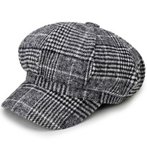 Fashion Tweed Plaid Octagonal Hat - £13.08 GBP