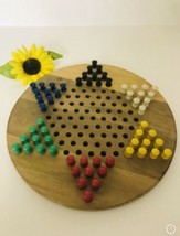 Vtg Wooden Chinese Checkers AND Tic Tac Toe Family Board Game Kids Home School - £13.62 GBP