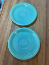 Vintage (2) Fire King Jadeite restaurant saucers 6 inch wide, very good ... - £15.71 GBP