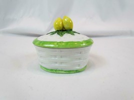 Basket Shaped Lemon Handled Ceramic Trinket Jar Container  3.5&quot;x3.25&quot;x1.5&quot; - £6.82 GBP