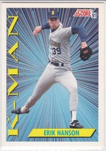 M) 1991 Score Baseball Trading Card - K-Man - Erik Hanson #688 - £1.54 GBP