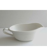 White Gravy Boat Ceramic Sleek Design Ribbin Design around the top. - $10.40