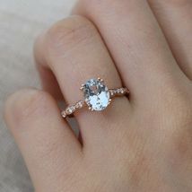 2ct oval cut aquamarine diamond solitaire engagement ring thumb200
