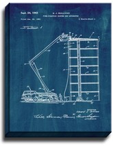 Fire Truck with Ladder Patent Print Midnight Blue on Canvas - $39.95+