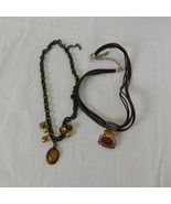 Cookie Lee Lot of 2 Necklaces Amber Orange Colors Cameo Brown Bronze Cor... - £22.78 GBP