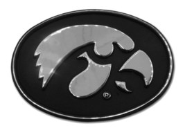 university of iowa tiger hawk hawkeyes logo black chrome auto car emblem - £22.41 GBP