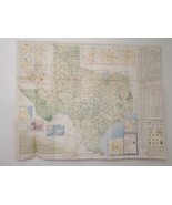 1953 Texas Official Highway Travel Map - Water Stain &amp; Worn - £7.81 GBP