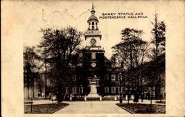 Vintage Real Photo POSTCARD-BARRY Statue &amp; Independence Hall, Phil. Pa BK49 - £4.35 GBP